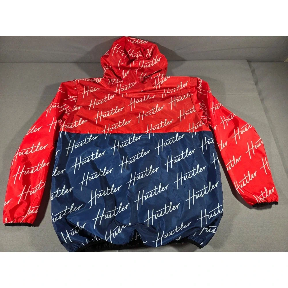 Reason Jacket Mens Extra Large Red Blue Hustler Edition AOP Windbreaker Hooded